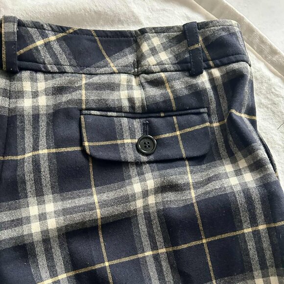 Burberry London Charcoal Plaid Pure Wool Double-Pleat Tall Trousers – US 12 - Picture 7 of 8